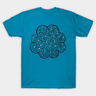 St Patrick's Day Four-Leaf Clover with Irish Vines - Line Art T-Shirt